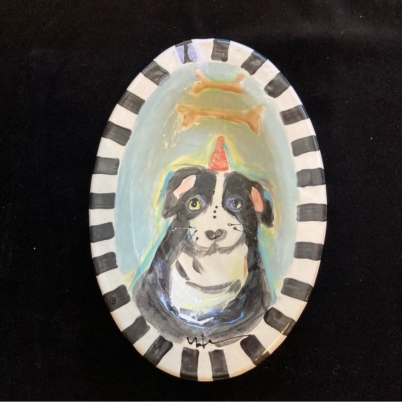 Handmade Ceramic Oval Serving Tray “Dog Dreams ” 12”x8”Original Design - Picture 10 of 13